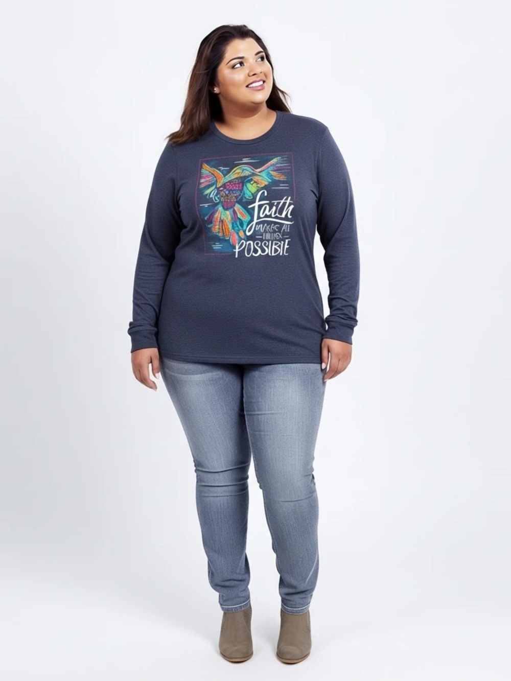 Love in Faith Inspirational Christian Hummingbird Graphic Tee Women’s Plus 3x